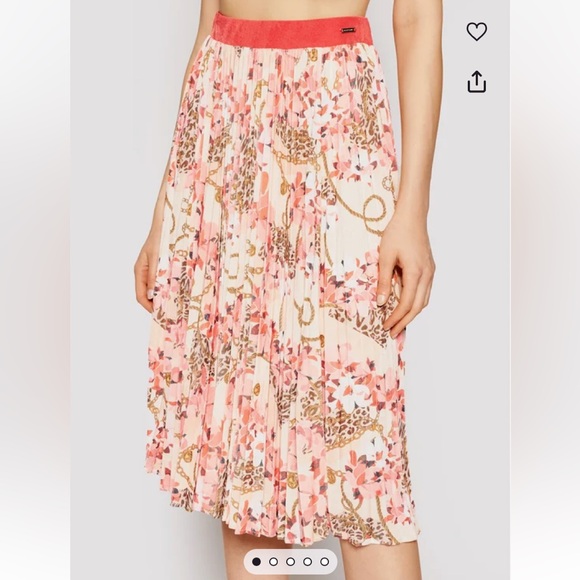 Marciano Floral All Over Pattern Pleated Skirt - Size L - Picture 4 of 6